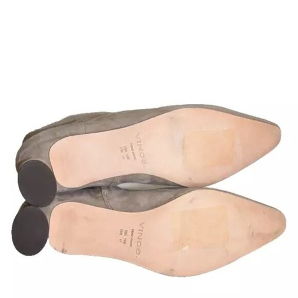 $425 Vince HELA Suede Heel POINTED TOE BOOITE LIGHT GREY  $425 Vince HELA Suede Heel POINTED TOE BOOITE LIGHT GREY KITTEN 10 (MF14)